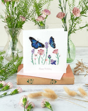 Load image into Gallery viewer, Flowers & Blue Butterflies Birthday Quilling Card
