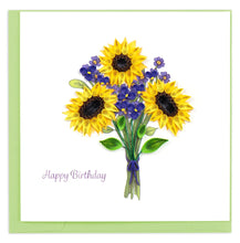 Load image into Gallery viewer, Sunflower Bouquet Quilling Birthday Card