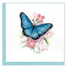 Load image into Gallery viewer, Blue Butterfly + Pink Florals Quilling Card