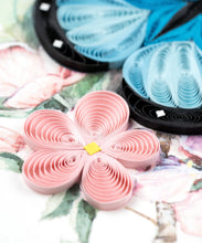 Load image into Gallery viewer, Blue Butterfly + Pink Florals Quilling Card