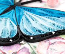 Load image into Gallery viewer, Blue Butterfly + Pink Florals Quilling Card