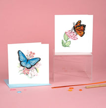 Load image into Gallery viewer, Blue Butterfly + Pink Florals Quilling Card