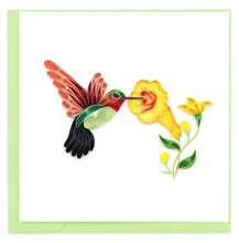 Load image into Gallery viewer, Hummingbird + Yellow Flowers Quilling Card