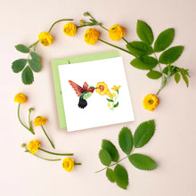 Load image into Gallery viewer, Hummingbird + Yellow Flowers Quilling Card