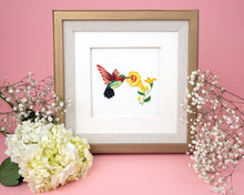 Load image into Gallery viewer, Hummingbird + Yellow Flowers Quilling Card