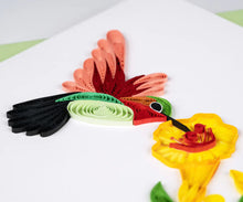 Load image into Gallery viewer, Hummingbird + Yellow Flowers Quilling Card