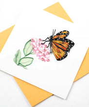 Load image into Gallery viewer, Monarch + Milkweed Quilling Card