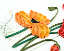 Load image into Gallery viewer, Red + Orange Poppies Quilling Card