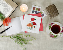 Load image into Gallery viewer, Red + Orange Poppies Quilling Card