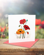 Load image into Gallery viewer, Red + Orange Poppies Quilling Card
