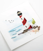 Load image into Gallery viewer, Red & White Lighthouse Quilling Card