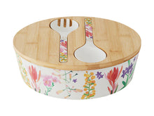 Load image into Gallery viewer, Wildflowers Bamboo Lid Salad Bowl
