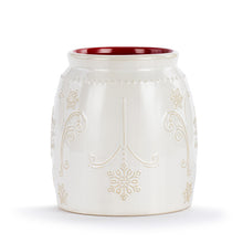 Load image into Gallery viewer, Vintage Snowflake Cream and Red Utensil Holder