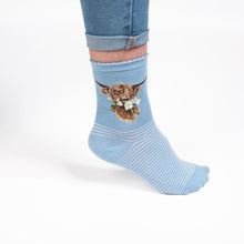 Load image into Gallery viewer, Daisy Coo Highland Cow Ladies Socks
