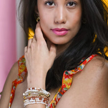 Load image into Gallery viewer, Morse Code Bracelet | JOY, Pink Aventurine + Goldstone