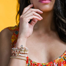 Load image into Gallery viewer, Morse Code Bracelet | JOY, Pink Aventurine + Goldstone