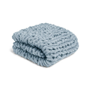 Chunky Knit Throw Blanket - Denim