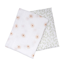 Load image into Gallery viewer, Lulujo Cotton Swaddles Daisy/Greenery 2 pack