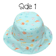 Load image into Gallery viewer, Kids UPF50+ Patterned Sun Hat - Fish/Jellyfish