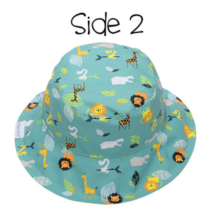 Kids UPF50+ Patterned Sun Hat - Grey Zoo