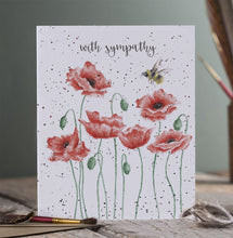 Load image into Gallery viewer, Poppies & Bee Sympathy Card