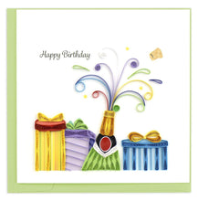Load image into Gallery viewer, Champagne Birthday Quilling Card