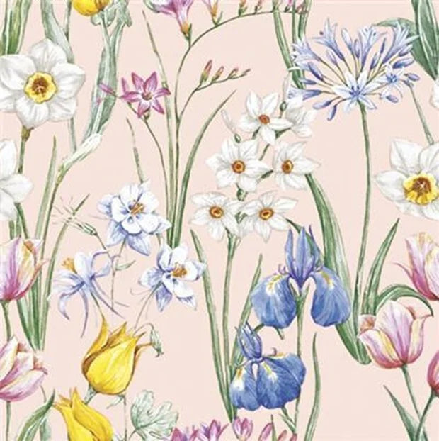 White + Pink Tulips Lunch Napkin