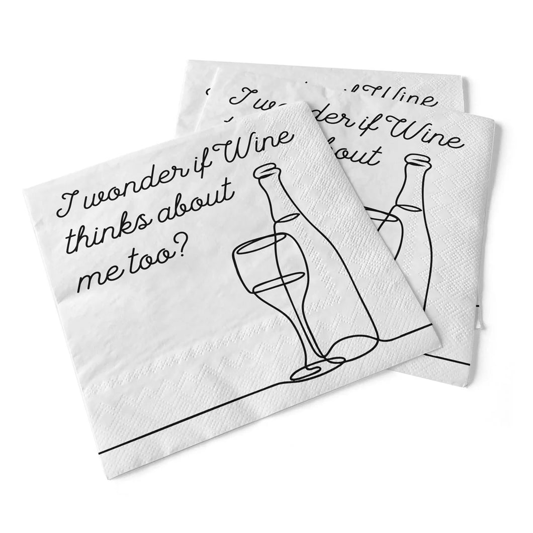 I Wonder If Wine Thinks About Me Too Cocktail Napkin