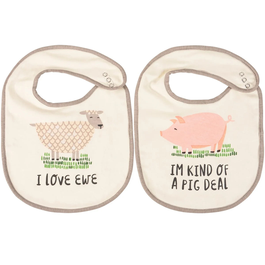 I Love Ewe Bib Set