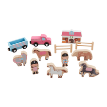 Load image into Gallery viewer, Wood Farm + Horse Toy Set
