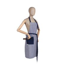 Load image into Gallery viewer, Chambray Stripe Apron, Navy
