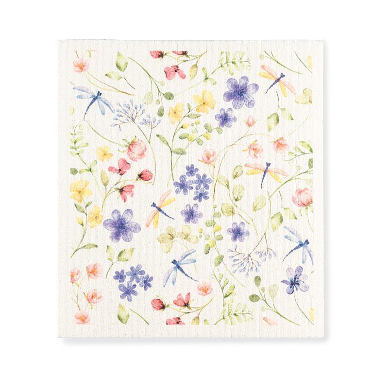 Dragonfly + Floral Dishcloth