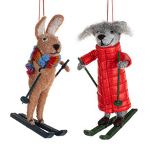 Load image into Gallery viewer, Rabbit &amp; Fox Skiing Ornament
