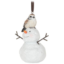 Load image into Gallery viewer, Bird On Snowman Ornament

