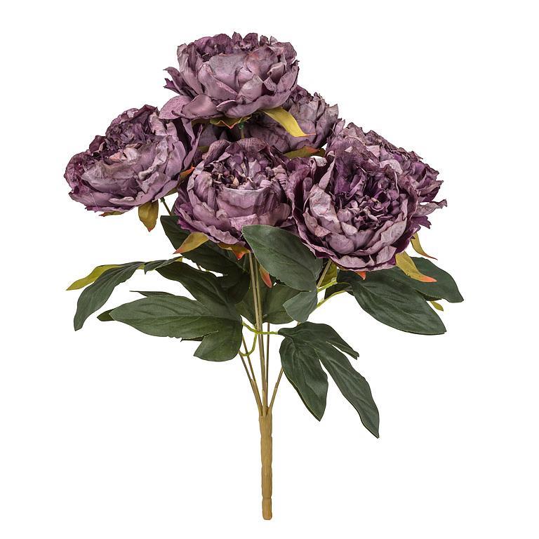 Open Peony Bouquet, Antiqued Purple