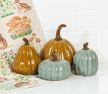 Load image into Gallery viewer, Sage Low Ceramic Pumpkin
