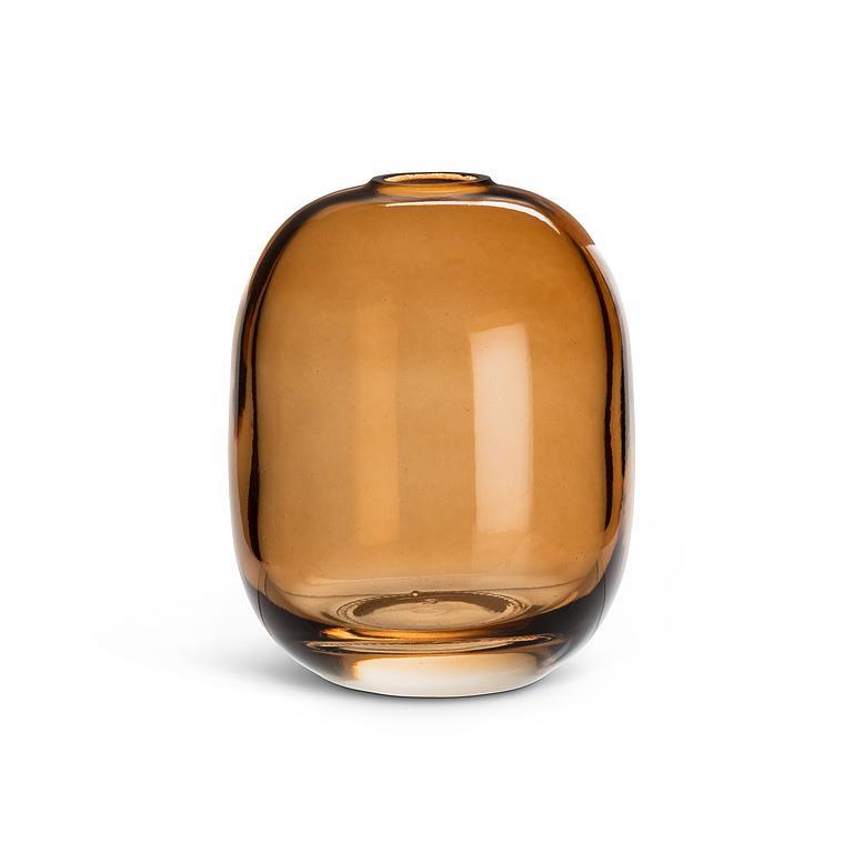 Amber Barrel Bud Vase, Oval