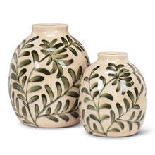 Load image into Gallery viewer, Green Frond Round Vase, Medium
