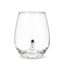 Load image into Gallery viewer, Snowman Icon Stemless Wine Glass
