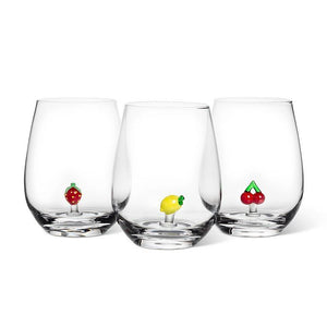 Strawberry Icon Stemless Wine Glass