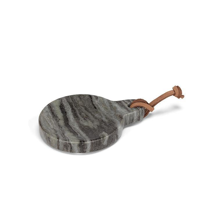 Round Spoon Rest/Dish with Loop, Black Marble