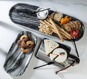 Round Spoon Rest/Dish with Loop, Black Marble