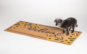 Long Welcome Doormat with Sunflowers