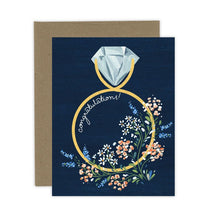 Load image into Gallery viewer, Navy Floral Engagement Card
