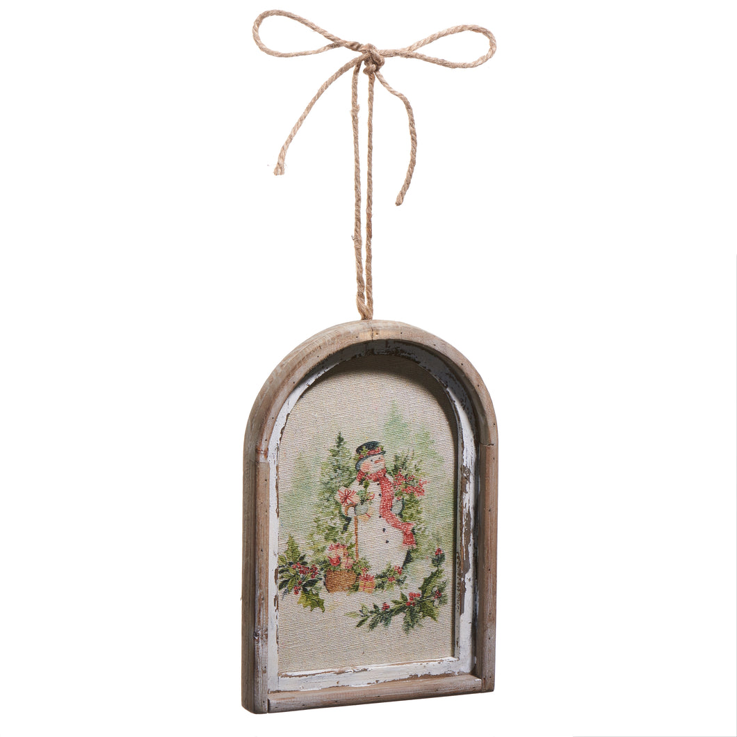 Watercolor Holiday Snowman Framed Ornament