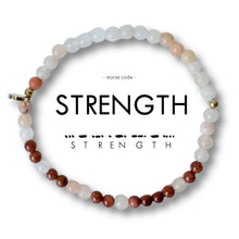 Load image into Gallery viewer, Morse Code Bracelet | STRENGTH, Pink Aventurine &amp; Goldstone

