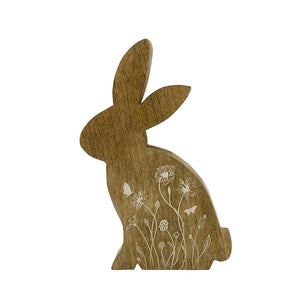 Wooden Floral Bunny, Large
