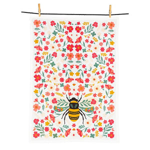 Floral Bees Tea Towel