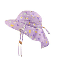 Load image into Gallery viewer, Kids UPF50+ Patterned Sun Hat with Neck Cape-Daisy
