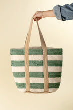 Load image into Gallery viewer, Beach Stripe Basket Tote, Seagreen
